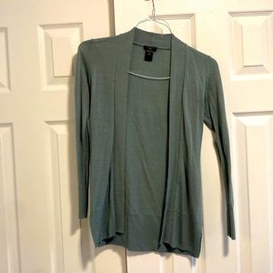 Ann Taylor Long Open Cardigan Sweater Sage